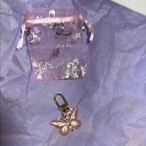 Pink Butterfly Keychain with Pouch